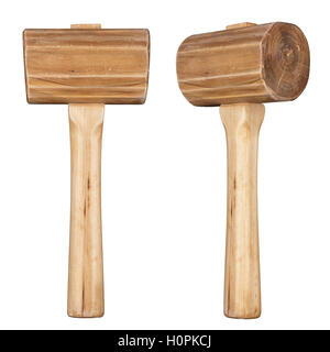 Wooden mallet isolated on white. Woodworking, carpentry hand tool. Stock Photo