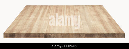 Wooden table top on white background. Stock Photo