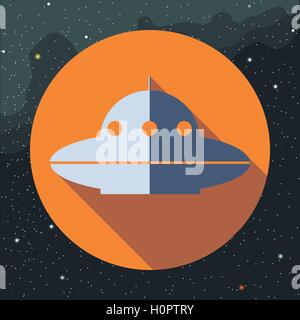 Digital vector with space ufo alien ship, over background with stars, flat style Stock Vector