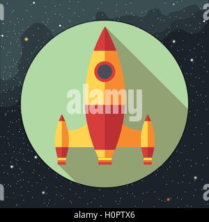Digital vector with space rocket icon, over background with stars, flat style Stock Vector