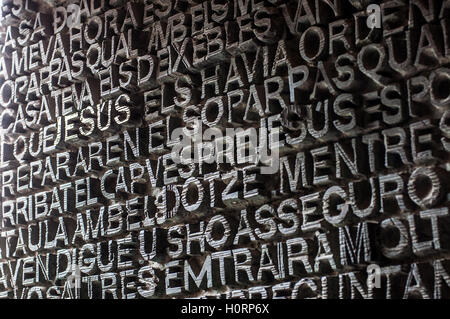 BARCELONA, SPAIN - SEPTEMBER 22, 2014: Detail view of Facade of Sagrada Familia in Barcelona, Spain. Stock Photo