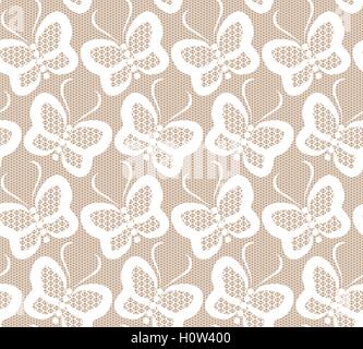 White butterflies seamless lace pattern. Stock Vector
