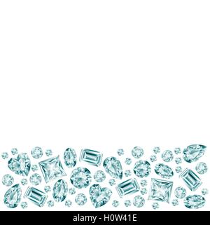Round brilliant cut diamond side and top views. Outline icon with ...