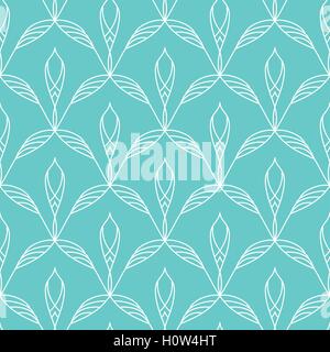 Repeating floral linear seamless pattern Stock Vector
