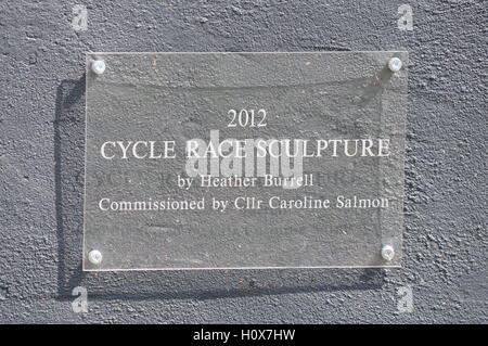 '2012 Cycle Race Structure' sign, near Denbies, A24, Dorking, Surrey Stock Photo