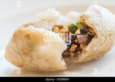 Chinese dim sum deep Fried BBQ Pork dumplings - Chinese groumet cuisine Stock Photo