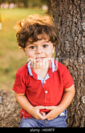 Little boy playing in the park. Portrait Stock Photo