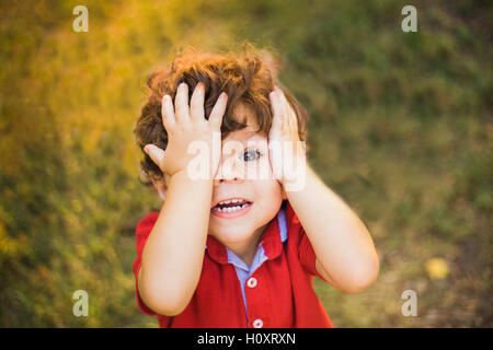 Little boy playing in the park. Portrait Stock Photo