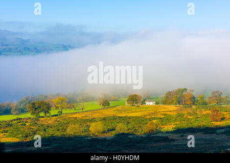 Cloud inversion in the Ullswater Valley at Howtown in the Lake District National Park. Cumbria. England. Stock Photo
