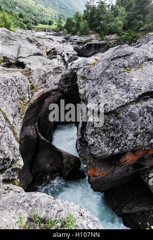 Norway, Sør-Trøndelag. Magalaupet gorge in the river Driva in Oppdal. Stock Photo