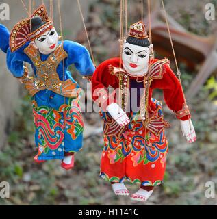 Myanmar string puppet for sale at a temple in Bagan Stock Photo