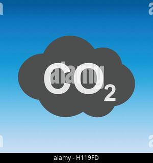 CO2 icon with a light blue background, carbon dioxide formula symbol, vector illustration, CO2 sign. Stock Vector