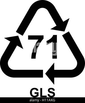 Glass recycling symbol 71 GLS. Glass recycling code 71 GLS, vector illustration. Stock Vector