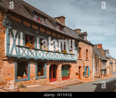 street in old Breton Brittany town Treguier, France Stock Photo