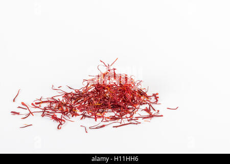 Pile of saffron on a white background Stock Photo