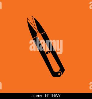 Seam ripper icon. Orange background with black. Vector illustration. Stock Vector