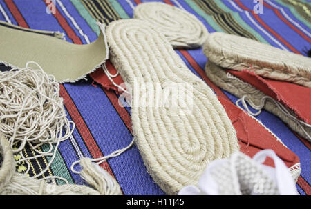 Shoe insole sewing workshop, fashion Stock Photo