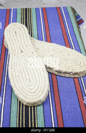 Shoe insole sewing workshop, fashion Stock Photo