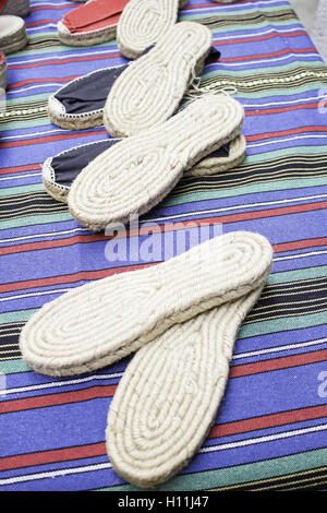 Shoe insole sewing workshop, fashion Stock Photo
