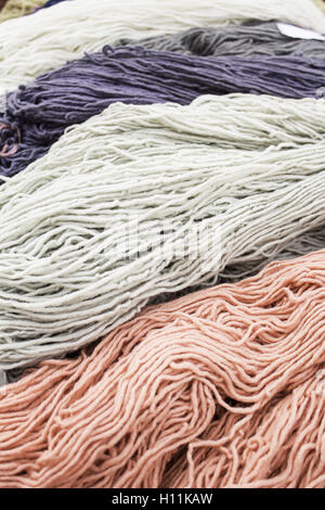 Balls of wool in various fashion shop, sewing Stock Photo