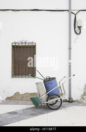 Trolley urban street sweepers, and cleaning work Stock Photo