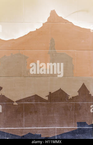 City drawn in urban wall decoration Stock Photo