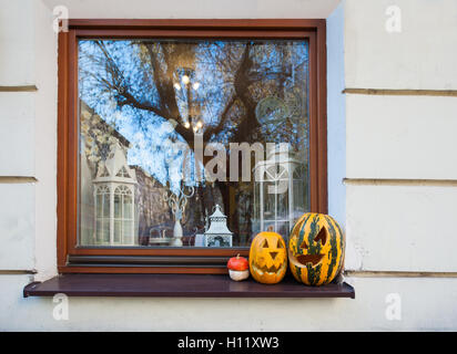 beautiful window with reflection in the house Stock Photo