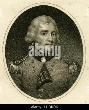 Antique c1830 engraving, General Thomas Graham. General Thomas Graham, 1st Baron Lynedoch GCB GCMG (1748-1843) was a Scottish aristocrat, politician and British Army officer. SOURCE: ORIGINAL ENGRAVING. Stock Photo