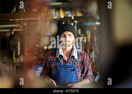 Carpenter in workshop Stock Photo