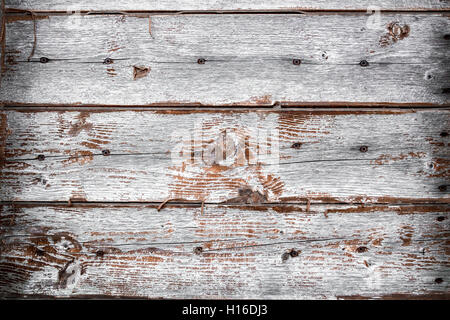 Old wooden planks with rusty screws. Stock Photo