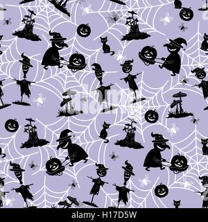 Seamless Pattern, Halloween Symbols Stock Vector
