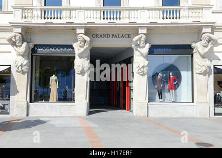 Lugano, Switzerland - 25 august 2016: showcases of fashion clothes store at Lugano on Switzerland Stock Photo