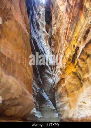 The Siq in Petra, path between rocks, Jordan Stock Photo