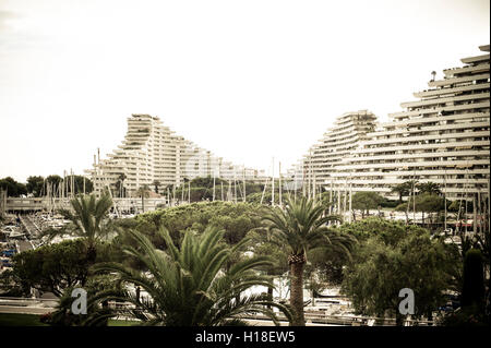 Panoramic shot of the Marina Baie des anges complex located in Villeneuve Loubet, France Stock Photo
