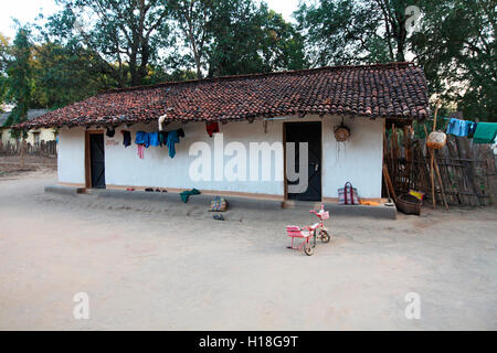 Tribal House, Muria Tribe, Erdku Village, Chattisgarh, India Stock Photo