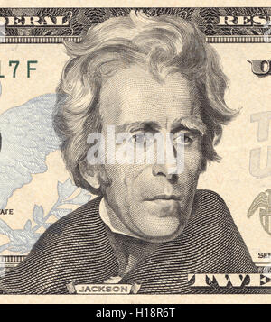 Andrew Jackson as depicted on the US twenty dollar bill. True colours Stock Photo