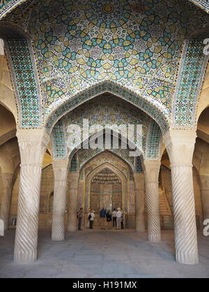 Vakil Mosque columns and tiles in Shiraz Iran Stock Photo