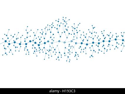 DNA tech concept drawing blue molecule abstract design. Vector medical background Stock Vector