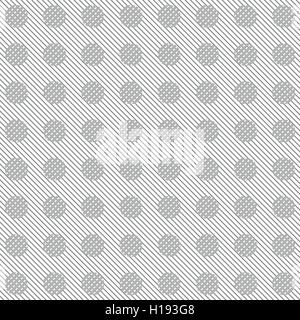Grey diagonal stripes and circles abstract pattern. Vector lines graphic design Stock Vector