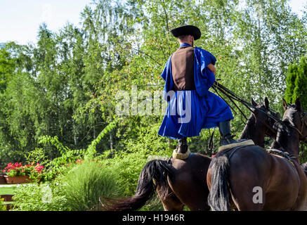Hungarian Horsemen of the Puszta. Known as csikós or cowboys. Stock Photo