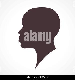 African man face silhouette isolated on white Stock Vector