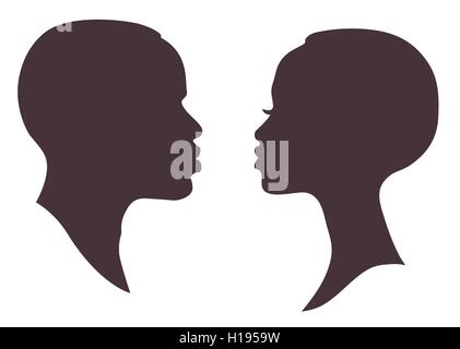 African woman and man face silhouette Stock Vector