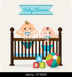 Baby boy cartoon of baby shower concept Stock Vector