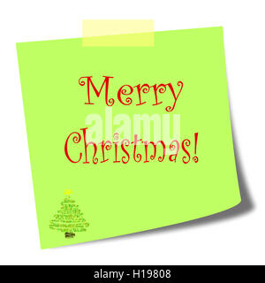 merry christmas green post it note Stock Photo