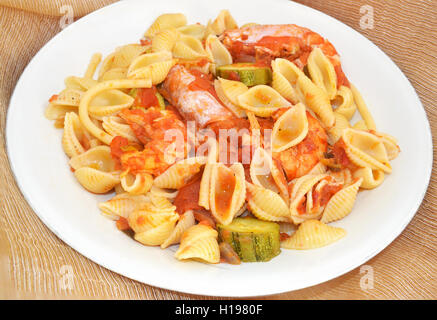pasta shell with shrimps and tomato sauce Stock Photo