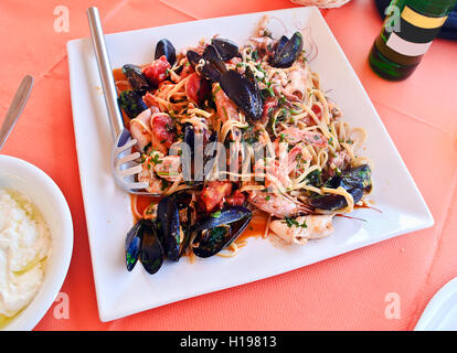 plate with seafood at a traditional greek tavern Stock Photo
