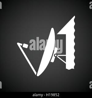 Satellite antenna icon. Black background with white. Vector illustration. Stock Vector