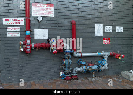 Fire hydrant with water pump booster Kings Cross Sydney Australia Stock Photo