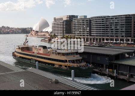 Sydney harbour Ferry 'Freshwater' arriving at Circular Quay Sydney Australia Stock Photo