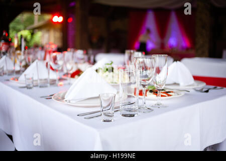 Served table in restaurant Stock Photo